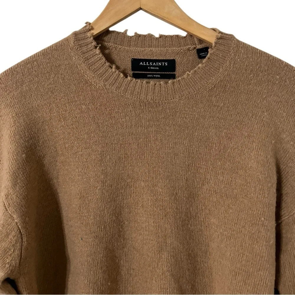 ALL SAINTS Men’s Luxor Wool Distressed Sweater Pullover Top
